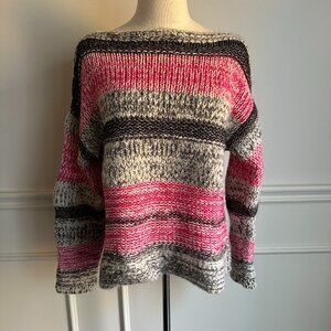 Isabel Marant knit boatneck sweater in pink and grey ~ size FR42, NWOT!